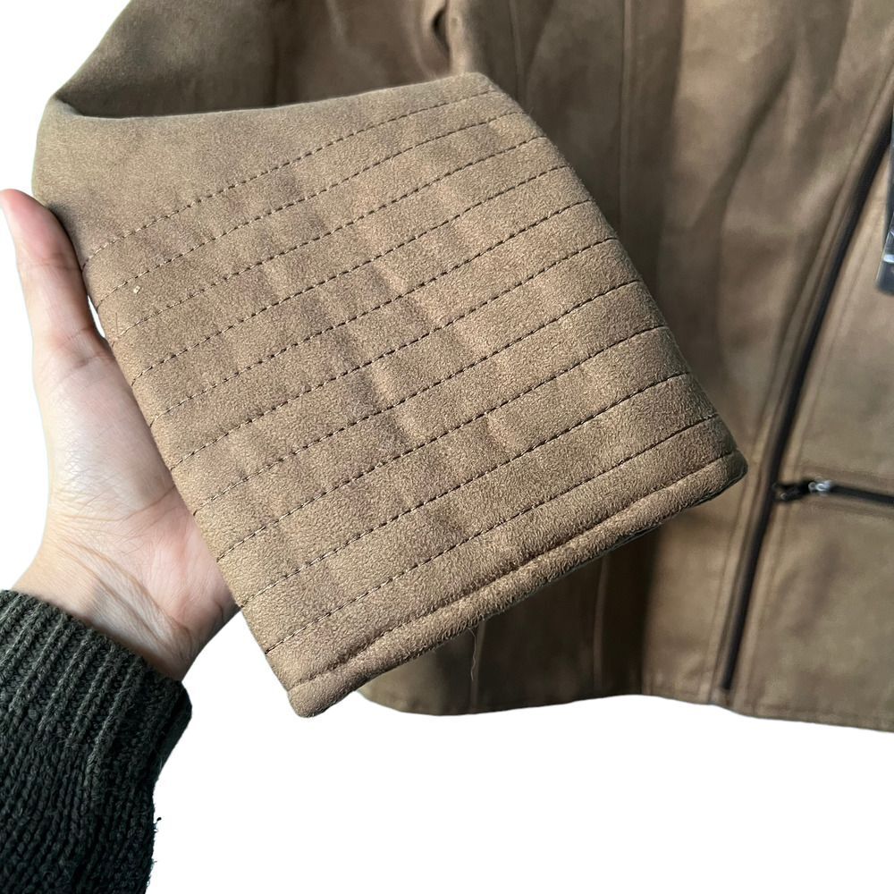 NWT VG World Collection Faux Suede Biker Jacket M - Picture 6 of 8